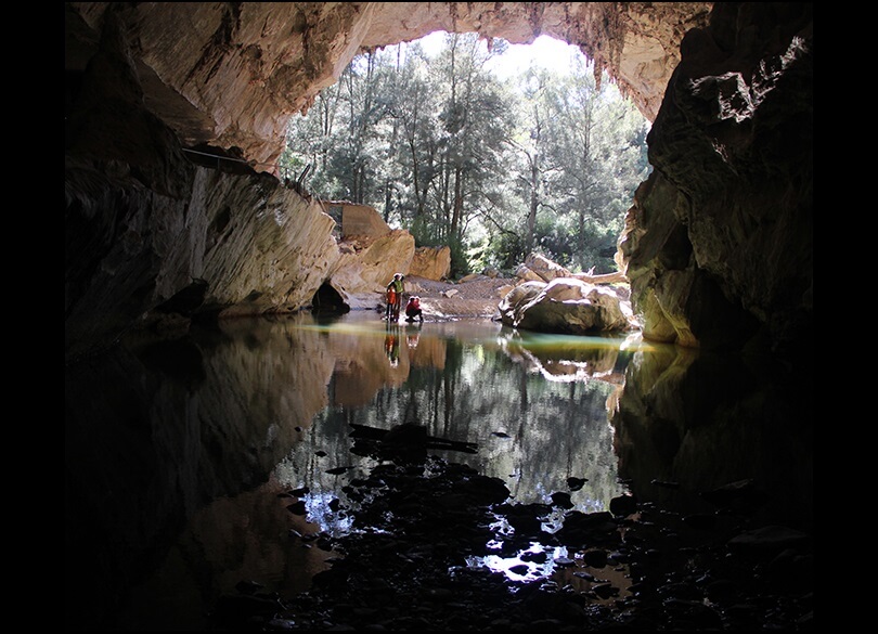 Looking toward the arch of the Abercrombie Caves from within