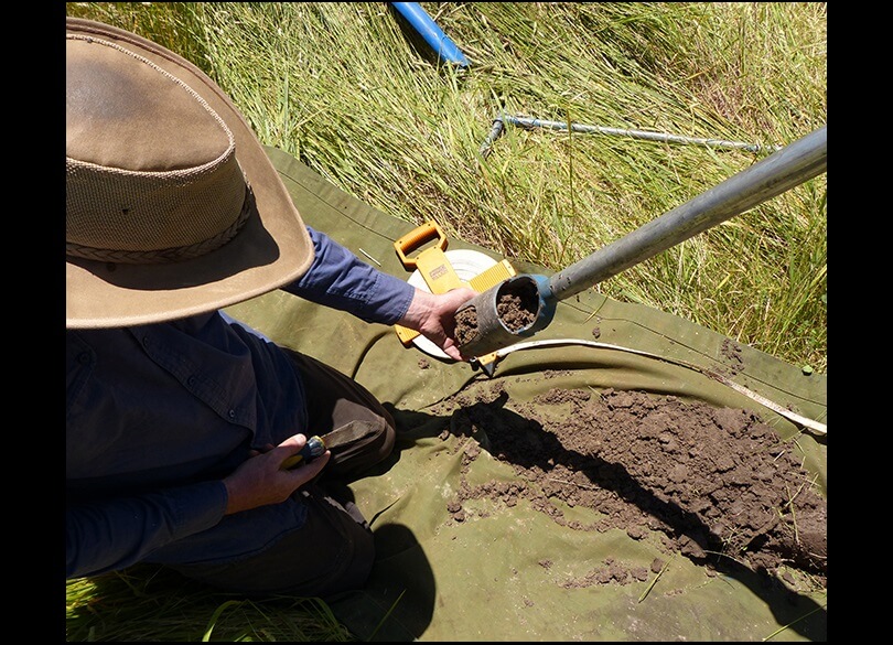 OEH staff collecting field data above Black Lake, Bibbenluke, NSW