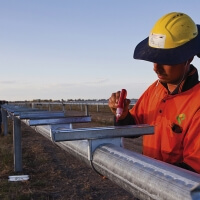 Workers during set up at Moree Solar Farm. Moree, NSW.