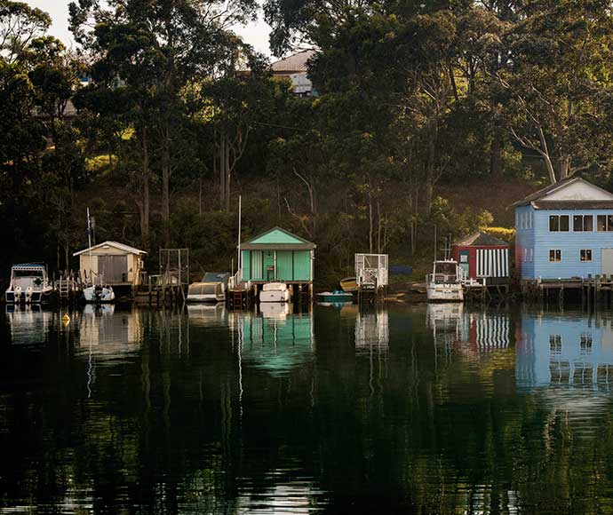 Heritage boatsheds at Forsters Bay, Narooma