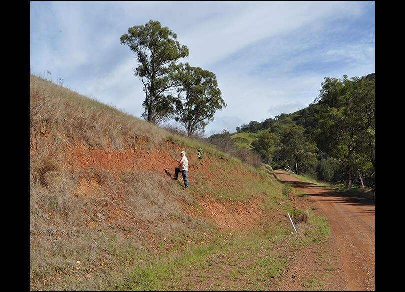 Soil scientist describing soil in the field, Hunter Valley region