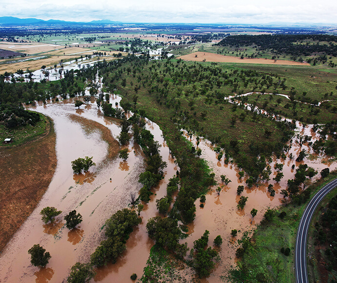 Aerial view of Macquarie River and surrounds near Coffs Harbour