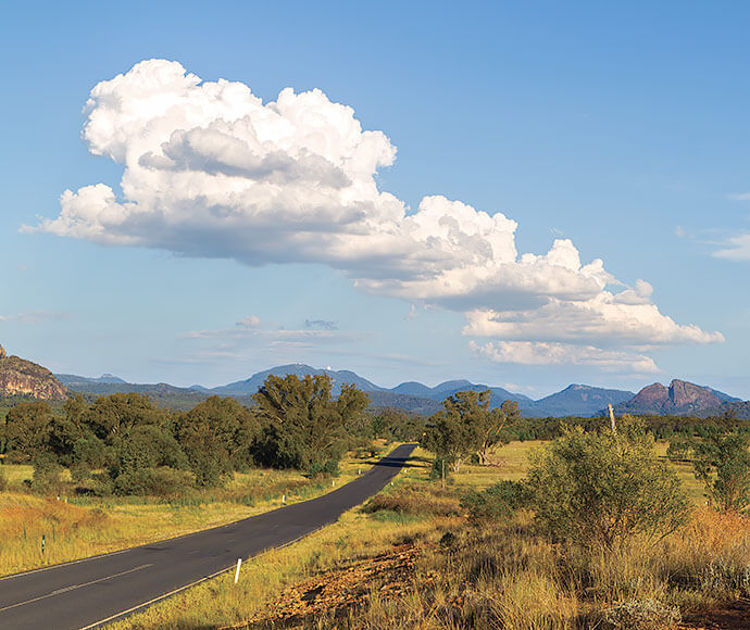 A view of the mountains from Warrumbungle National Park in the Central West region of New South Wales