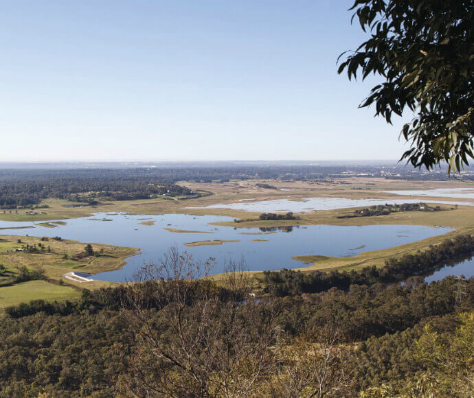 Aerial view of the Nepean River floodplain