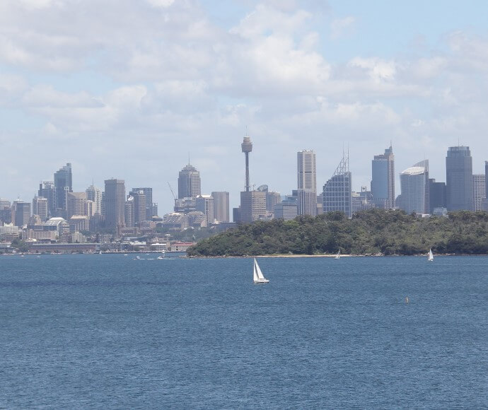 A view of the Sydney skyline from South Head Heritage Trail