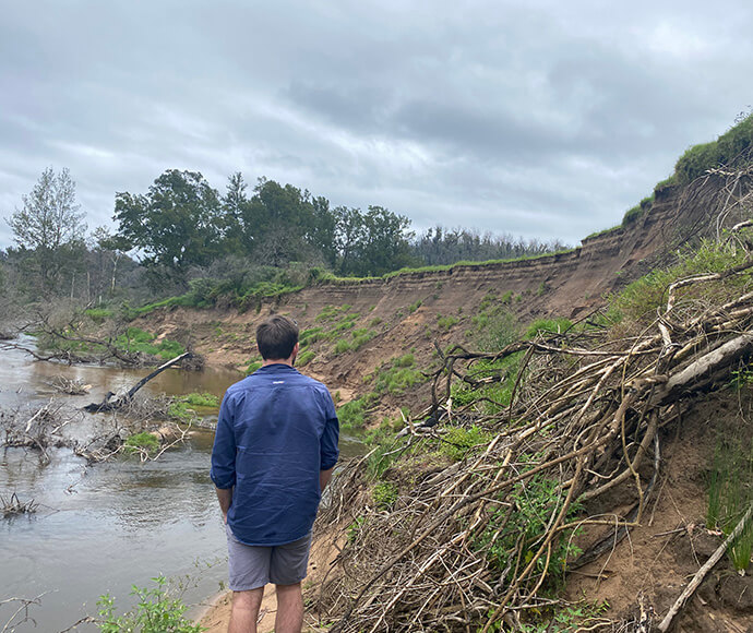 Post-fire bank erosion on the Tuross River. 