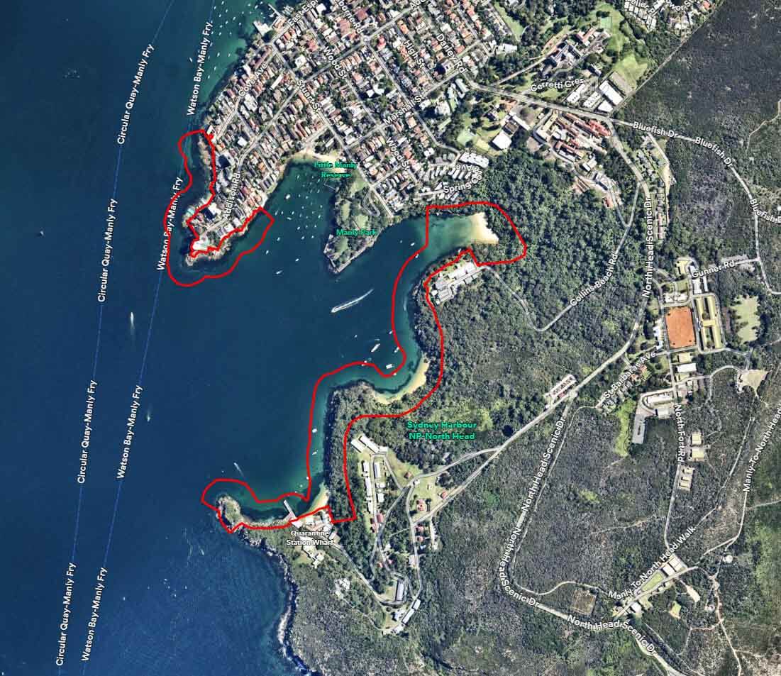 A map showing the Area of Outstanding Biodiversity Value: Spring Cove and Manly