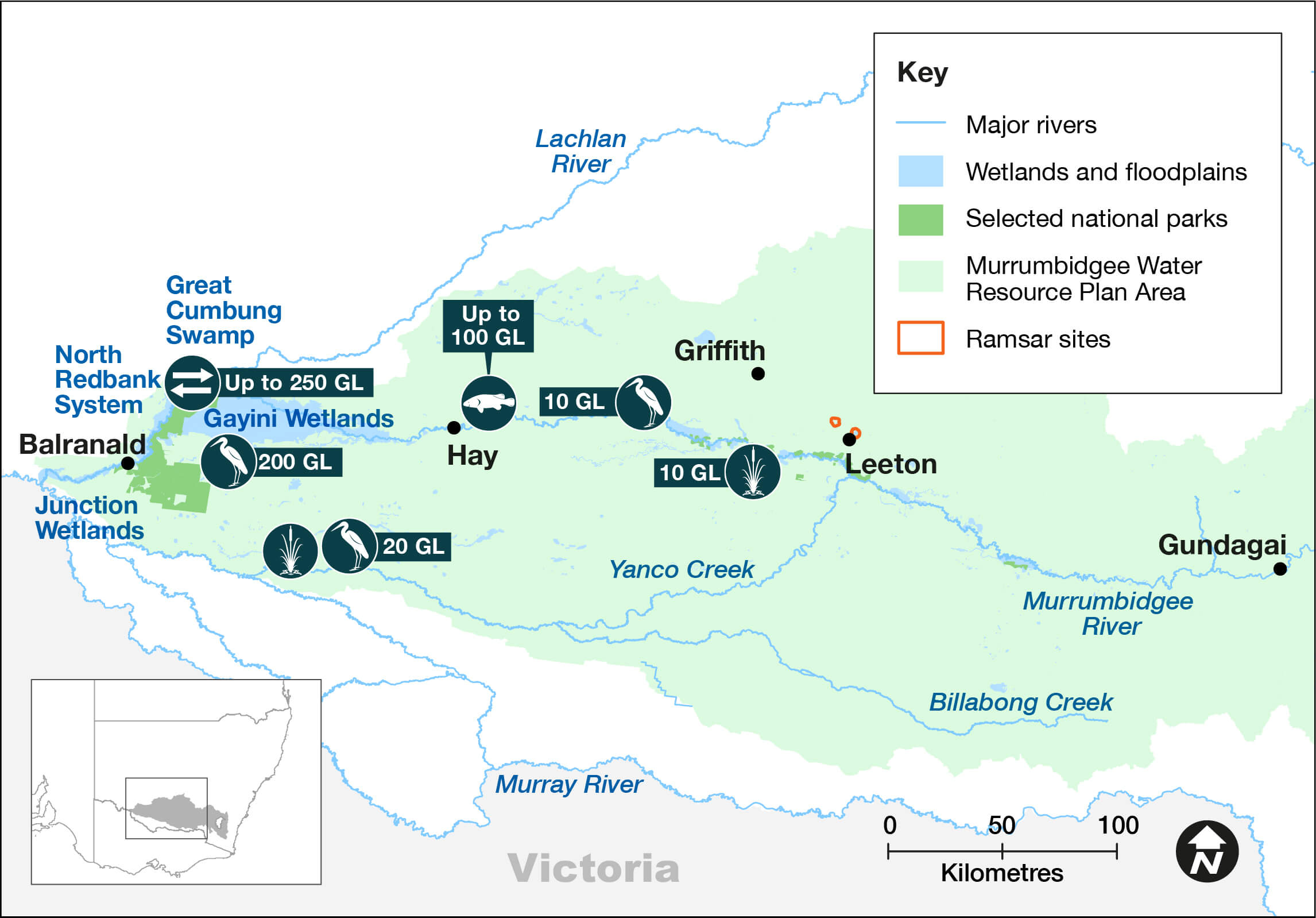 Map of the Murrumbidgee Water Resource Plan area 2022–23