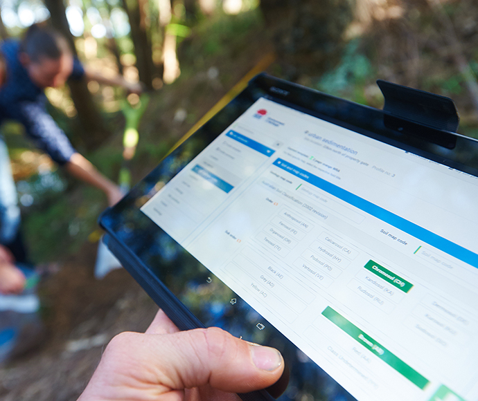 Recording soil profile information in the field is easy with the eDIRT system.