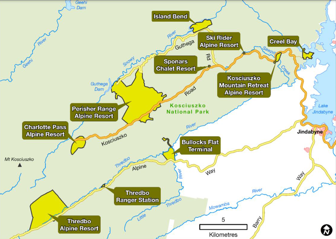 A map showing details of the Snowy Mountains Special Activation Precinct