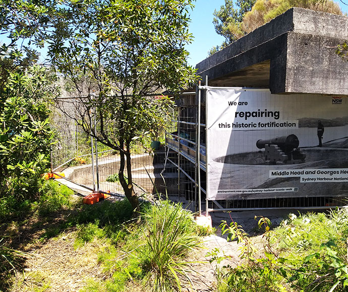 Repairs and structural works to the Obelisk gun emplacement, Sydney Harbour National Park.