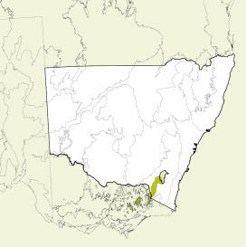 Map of New South Wales, Australia, highlighting the Australian Alps bioregion