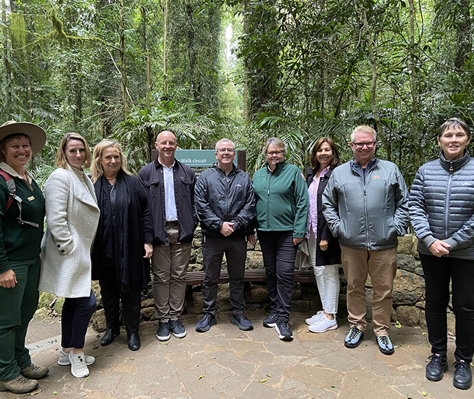 Group photo of the Destination North Coast team with NPWS staff in Dorrigo National Park