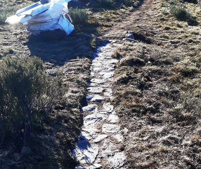 Construction of a rock path on stage 4 of the Snowies Alpine Walk