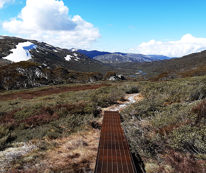 A view of the Snowy River valley from Charlotte Pass towards Guthega.