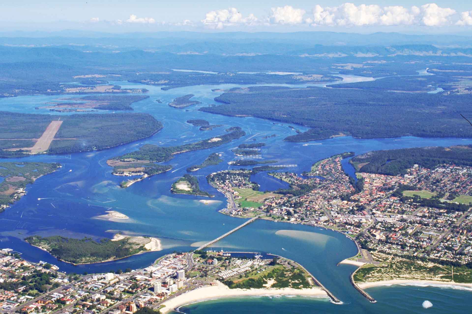 Aerial view of Wallis Lake estuaries