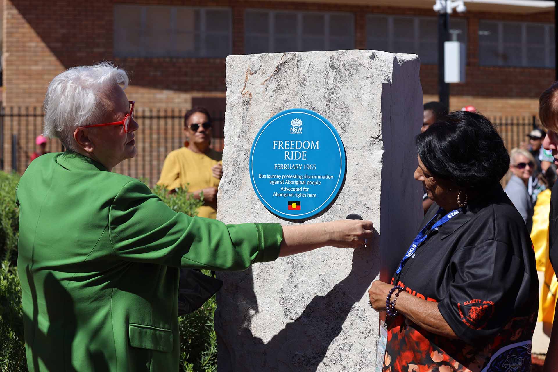 Minister for Heritage Penny Sharpe unveils Freedom Ride Blue Plaque