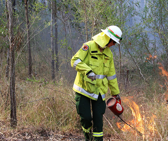 Trainee field officer, NPWS staff conducting the Olive hazard reduction burn in Scheyville National Park